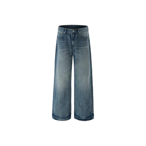 SONGS ALONG Винтажные синие унисекс джинсы