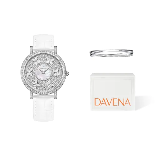 DAVENA Possession Collection Кварцевый механизм Коровья кожа Ремешок Часы Женские Жемчужная раковина Циферблат