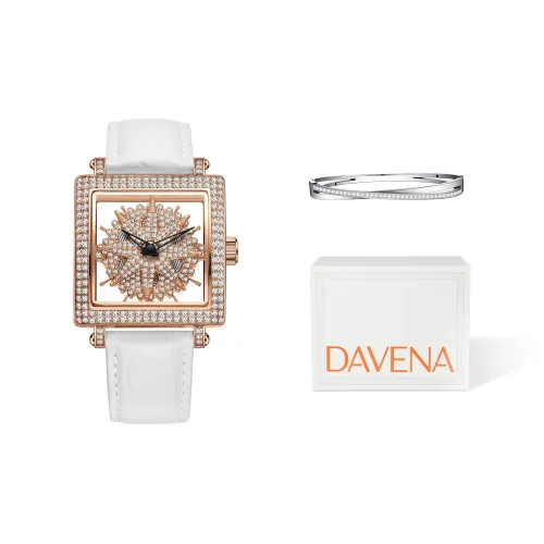 DAVENA Possession Collection Octagonal Star Кварцевый механизм Естественная кожа Ремешок Часы Женские Часы Скелетный циферблат