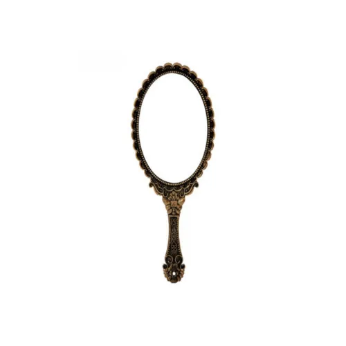 CHUNZHENDEWO Фея Ручной Зеркало для макияжа Винтажный Цветочный Узор Большое Розовое Золото HD Портативное Зеркало для рук