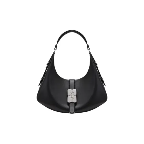 GANNI Переработанная телячья кожа сумка маленькая женская черная