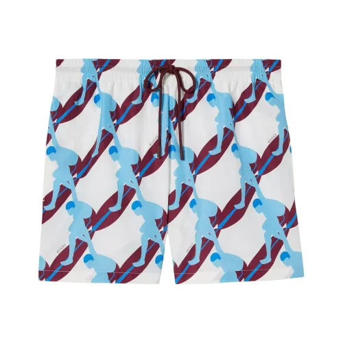 GUCCI Blue Men's Beach Shorts GUCCI Синие Мужские Пляжные Шорты