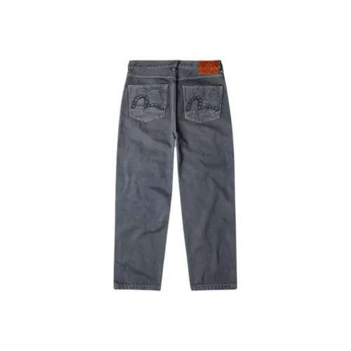 EVISU Джинсы Синий Сплошной С принтом Мужские Джинсы