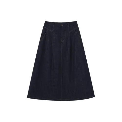 Homemade Willow Silk Denim Long Skirt Women's