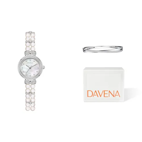 DAVENA Кварцевый Movement Женские Shining Adventure Collection Часы 24 мм Жемчужная раковина Цвет