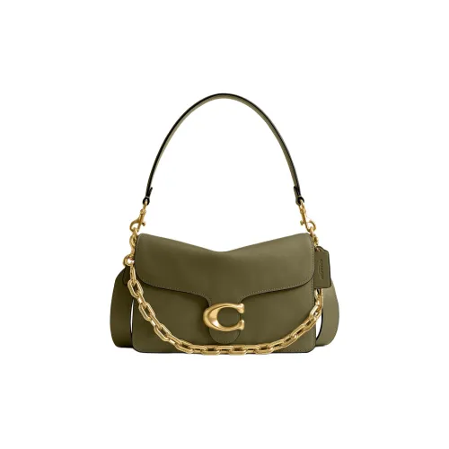 COACH Цепочка Коровья кожа Сумка на плечо Средний Женские Оливково-зеленый