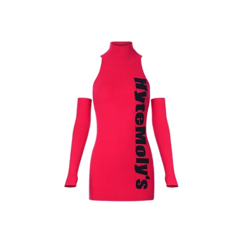 HYTE MOLY Red Женские Длинные Платья с Длинными Рукавами