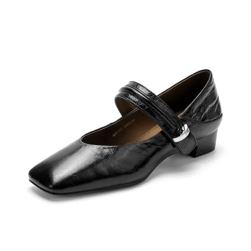 B+AB I.T Бренд Коровья кожа Роскошь Ограниченная серия Коробка Грубый каблук Высокие каблуки 4CM Женские