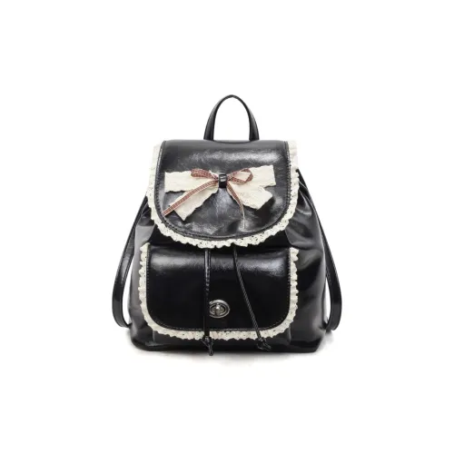 PINK·LAND ПУ (полиуретан) Рюкзак Стандартный Женский Черный Экрю Кофейный Серебряный