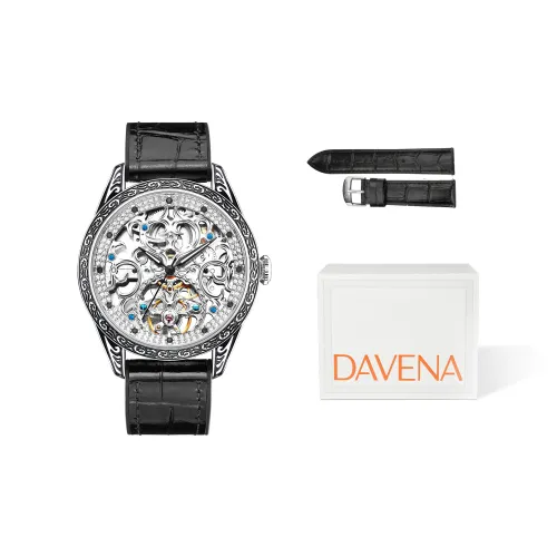 DAVENA Dotted Eye Collection Тотем Автоматический Механический Механизм Силиконовый Ремешок Часы Мужские Часы Силиконовый Ремешок Черепный Циферблат