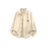 [Вельветовая ткань, дышащая] Светлый бежевый (Три линии, серый и синий логотип на груди)