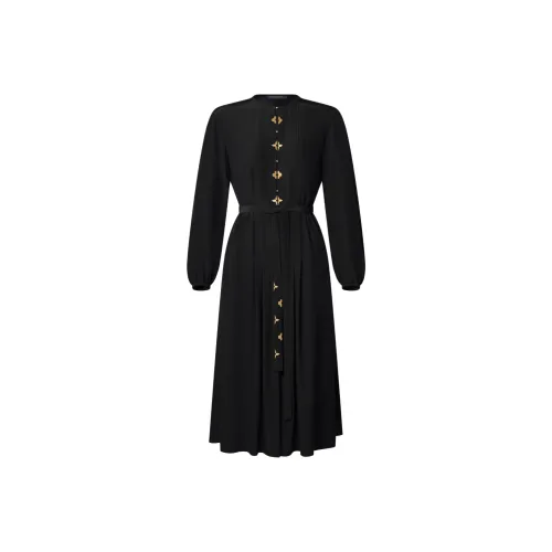 LOUIS VUITTON Fw25 Длинное Платье с Длинными Рукавами Женское