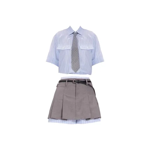 Cozy Home Синий комплект женский с юбкой