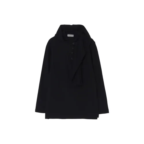 Yohji Yamamoto Pour Homme FW25 Шерсть Гусиная лапка Жаккард Henley Шея Капюшон T Трикотаж Мужской