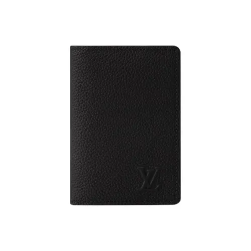 LOUIS VUITTON Aerogram Телячья кожа Кошелек Мужской Черный