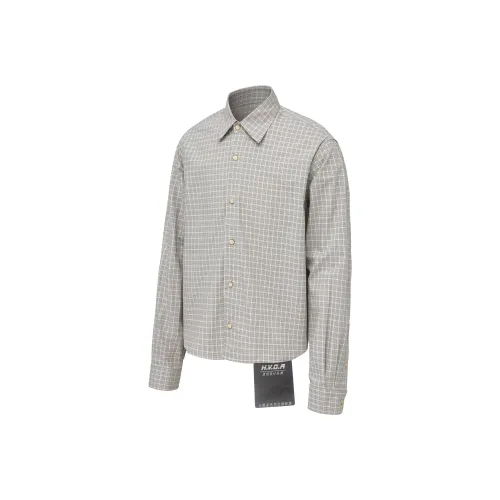 H.V.G.A Серый Клетчатый Унисекс Рубашки