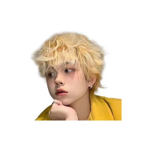 FYOSEE Перука Мужская Золотая Короткая Кудрявая Перука С Пышными Бровями Винтаж Мужская Полная Голова Комплект Высокотемпературная Пряжа Короткая Кудрявая Волосы