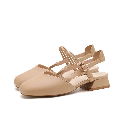 FOXER Грубый каблук квадратный носок сандалии в римском стиле женские