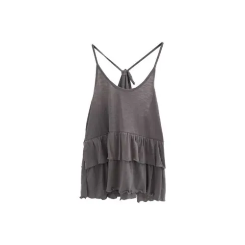 LOWEAR Винтаж Оборочный Топ на бретелях с Халтером Без рукавов Женский