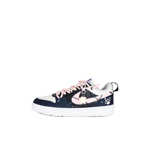 Nike Court Borough Kitten Plan Амортизация Низкий Топ Детские Скейтбординги Черный Розовый Синий