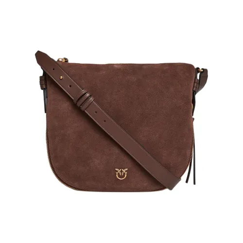 PINKO Natural Leather Hobo Shoulder Bag Women's Brown