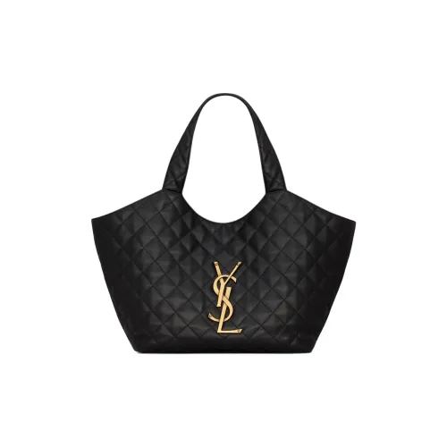 SAINT LAURENT Lambskin Tote Bag Shopping Bag Women's Black
