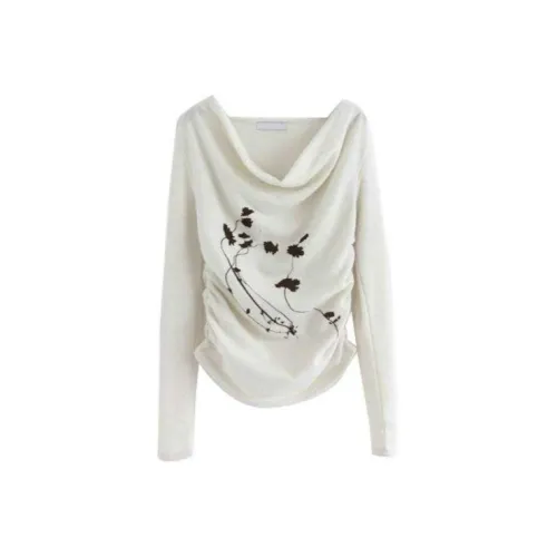 LOWEAR Snug Цветочный дизайн Off Складки KNIT Трикотаж Женские