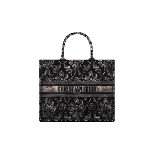 DIOR BookTote Хлопок Тоут Сумка Сумка для покупок Сумка Большая Женская Черная