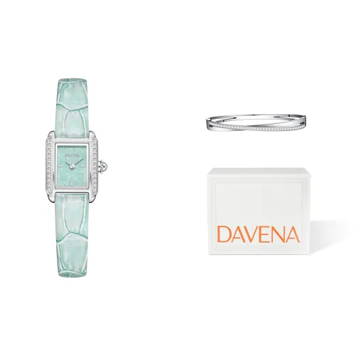 DAVENA Shimmer Collection Кварцевый механизм кожаный ремешок из коровьей кожи часы циферблат зеленого цвета женские часы