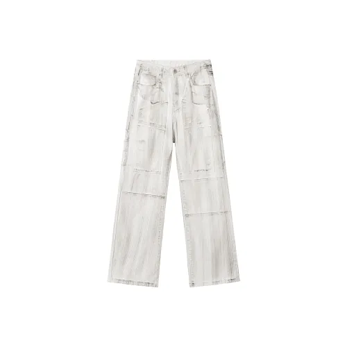 PILOTDRAGON x XINYINSU P D 24FW Джинсы Унисекс Белый