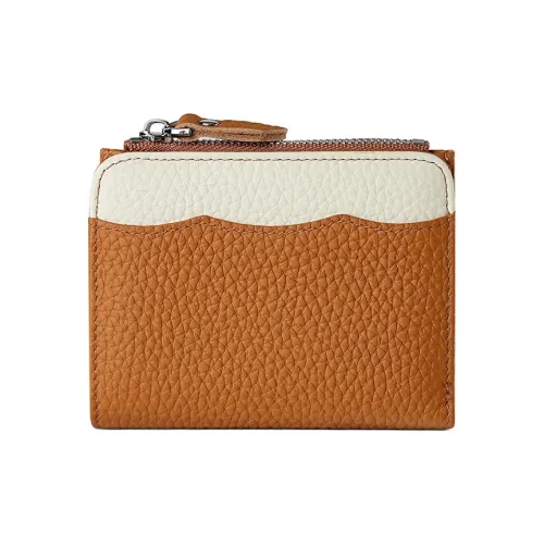 Old Man's Head Лицевая коровья кожа Кошелек Стандартный Женский Коричневый Серый