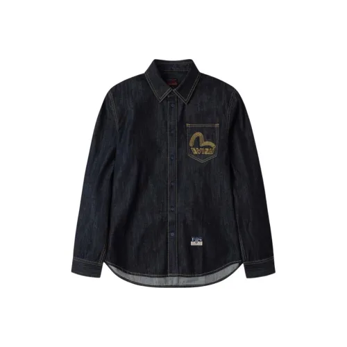 EVISU Джинсовый Синий Мужские Рубашки