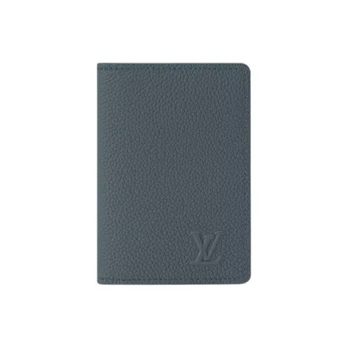 LOUIS VUITTON Aerogram Телячья кожа Держатель для карт кошелек Мужской Ярко-синий