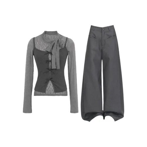 MARIE·COCO Mock Двухкомпонентный комплект топ + штаны женский повседневный костюм