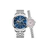 5587 Серебряный корпус, синий циферблат + 3329 Очаровательный розовый