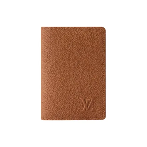 LOUIS VUITTON Aerogram Коровья кожа Держатель для карт кошелек Мужской Коричневый