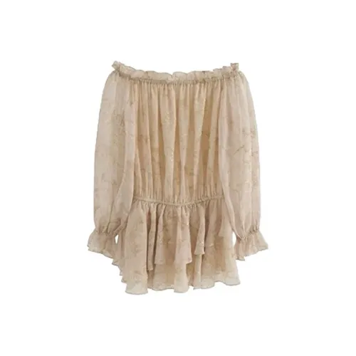 JOPPTI Бежевый Женские Шифоновые Рубашки