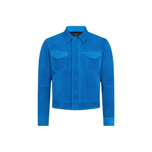 TOM FORD Blue Men's Leather Jackets TOM FORD Синий Мужские Кожаные Куртки