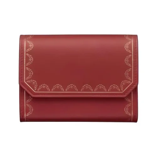 Cartier Бумажник, Модель «мини», Guirlande De Cartier Телячья Кожа Красного Цвета, Позолоченная Отделка