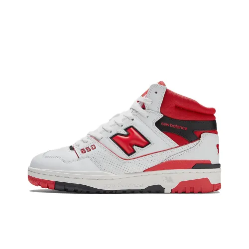New Balance NB 650 Устойчивый к истиранию Покрытие Легкий MID Топ Винтажные баскетбольные кроссовки Унисекс Белый Красный