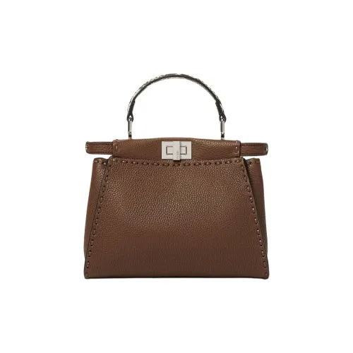 FENDI Peekaboo Телячья кожа Сумка Мини Женские Фундуковый