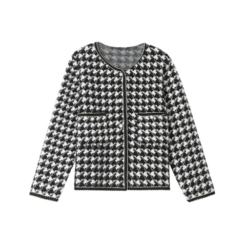 MJ Черный Белый Женское Короткое Пальто