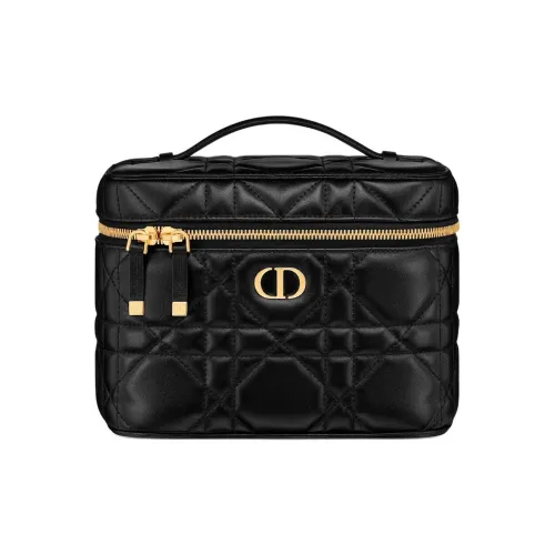 DIOR Caro Lambskin Косметичка Большая Женская Черная