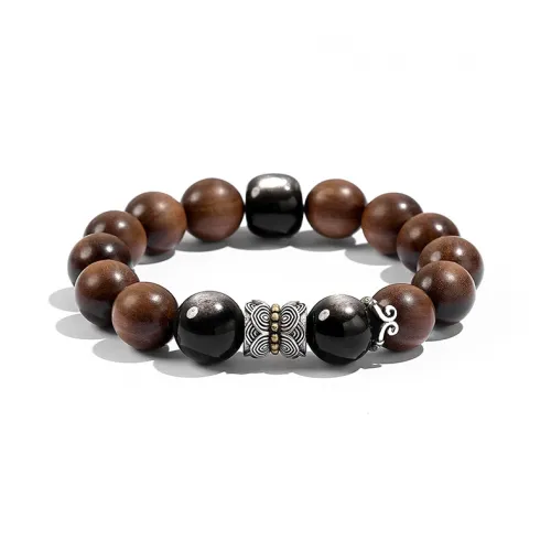 Горячее настоящее серебро здание Старое Сандаловое дерево Браслеты Мужской