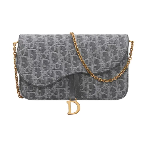 DIOR Saddle Cotton Shoulder Bag Medium Women's Gray DIOR Седло Хлопок Сумка через плечо Средний Женский Серый