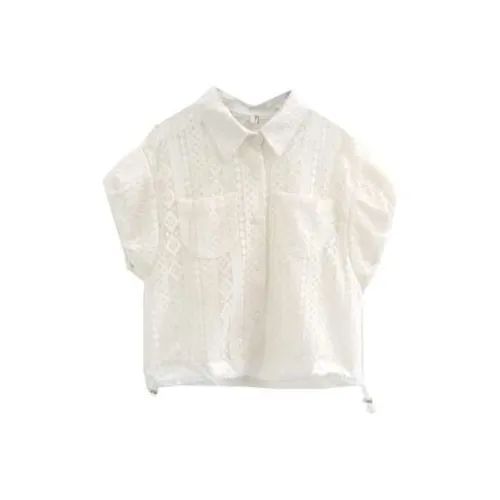 LOWEAR Кружево Складные Рукава Блуза Рубашка Женская