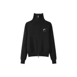 [Большой отложной воротник, двойная молния] Черный (Футболка с логотипом щенка на груди)