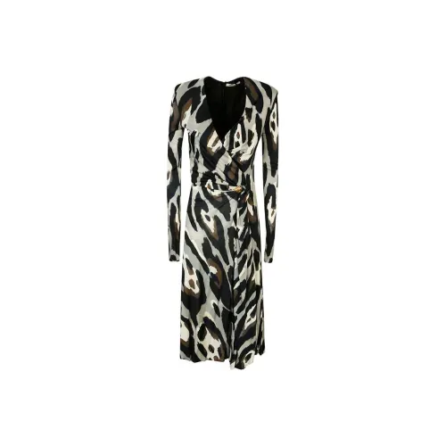 Roberto Cavalli Черные Женские Длинные Платья с Длинными Рукавами