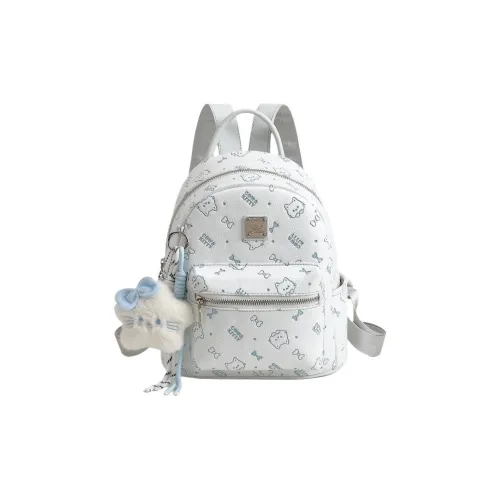 DIFFERENT FACES ПУ (полиуретан) Рюкзак Стандартный Женский Синий Абрикосовый Белый