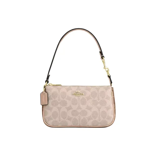 COACH Nolita Покрытый холст Сумка через плечо Маленькая Женская Бежевая